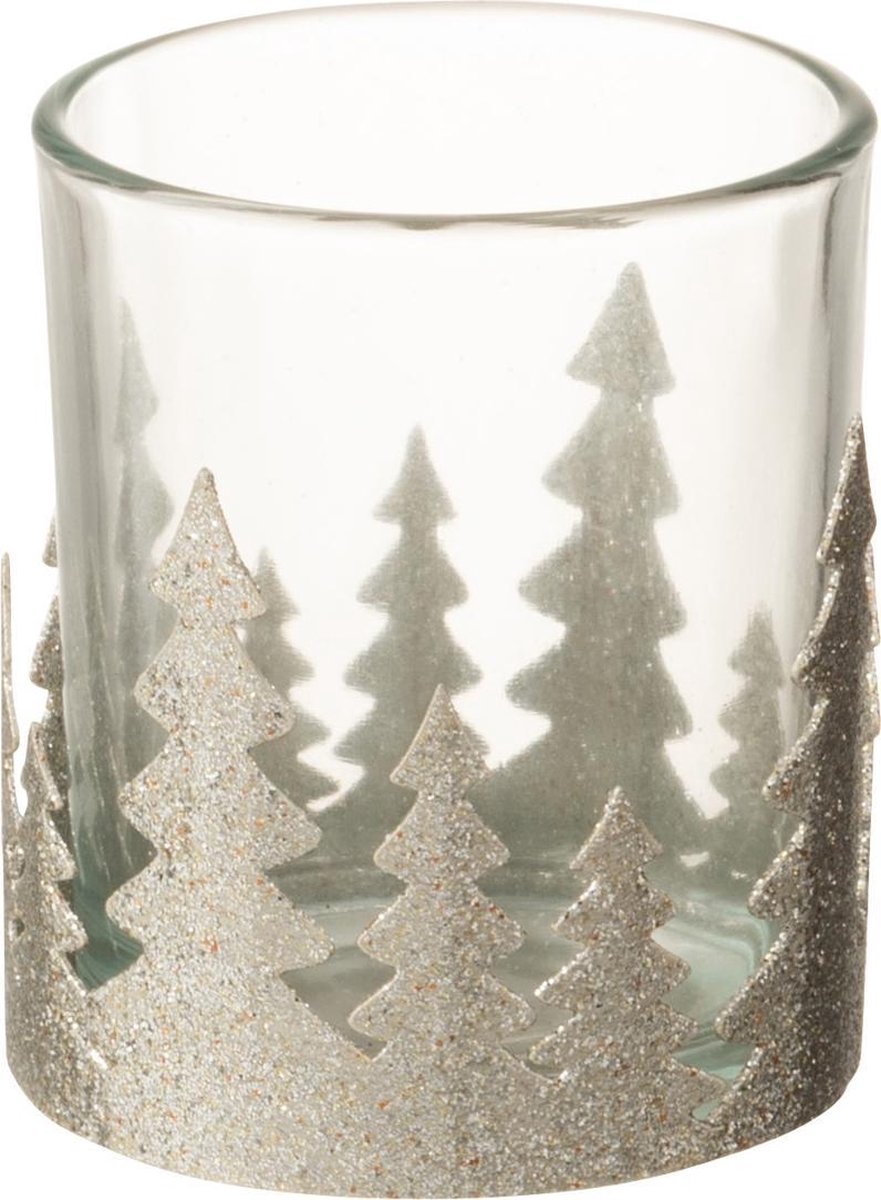 J-Line T-Lichthouder Kerstbomen Metaal Glitter Zilver Small