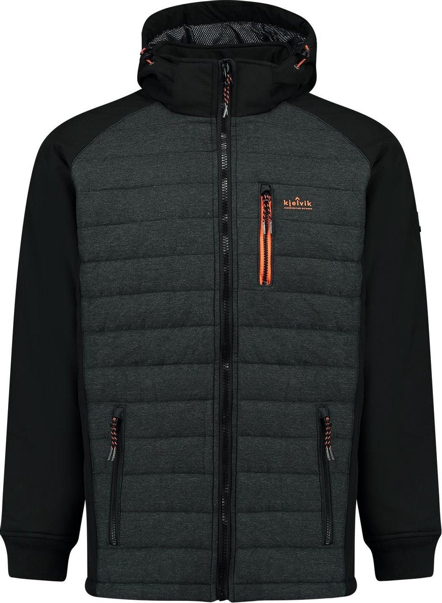 Kjelvik Marcello heren outdoor softshell jas - Zwart - Maat XL - Winddicht - Ademend materiaal