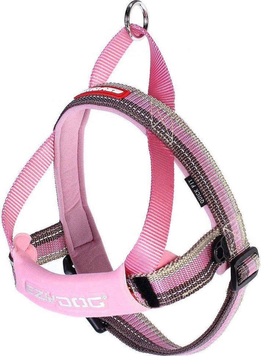 EzyDog Quick Fit Hondenharnas / tuig - XS - Roze gestreept