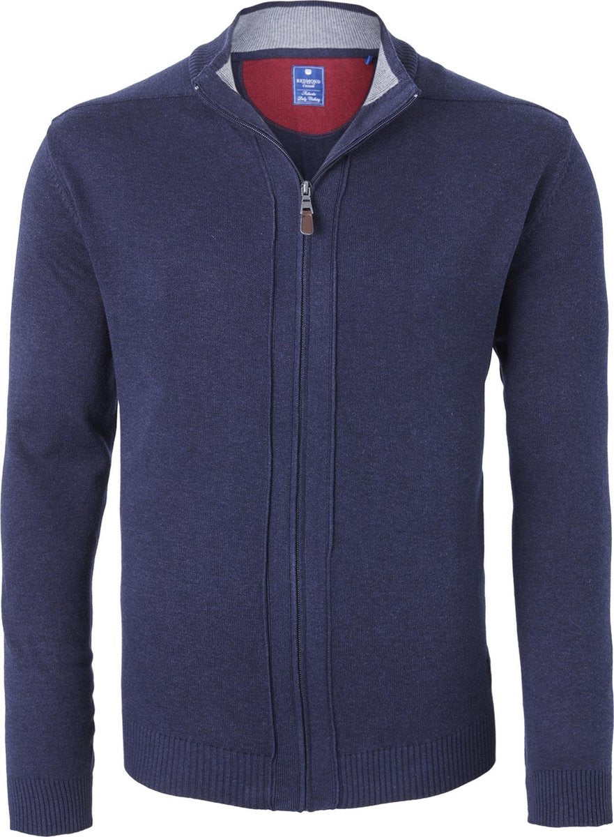 Redmond heren vest katoen - met rits - marine blauw -  Maat: 4XL