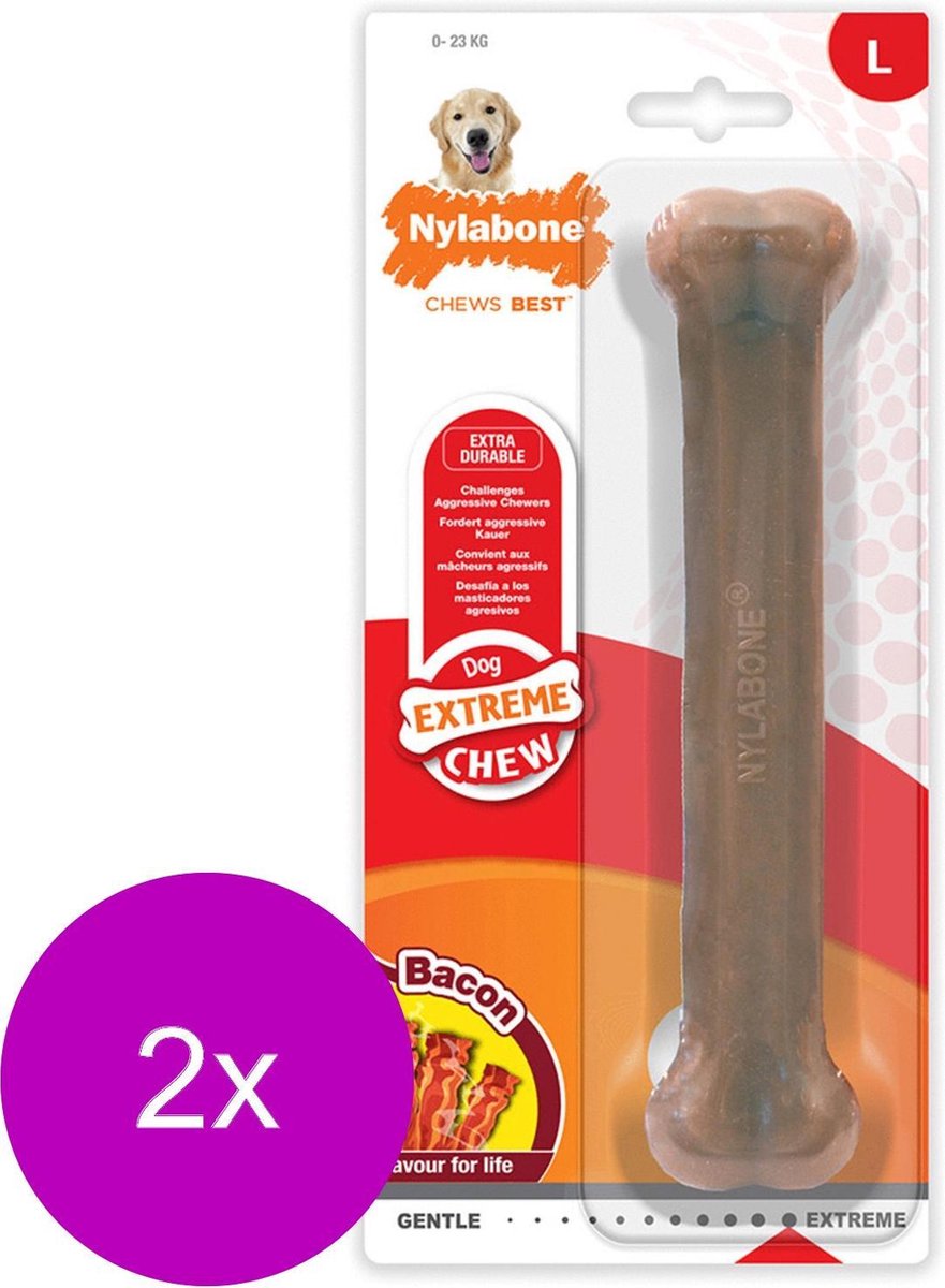 Nylabone Durable Bone Bacon Bacon - Hondenspeelgoed - 2 x Giant
