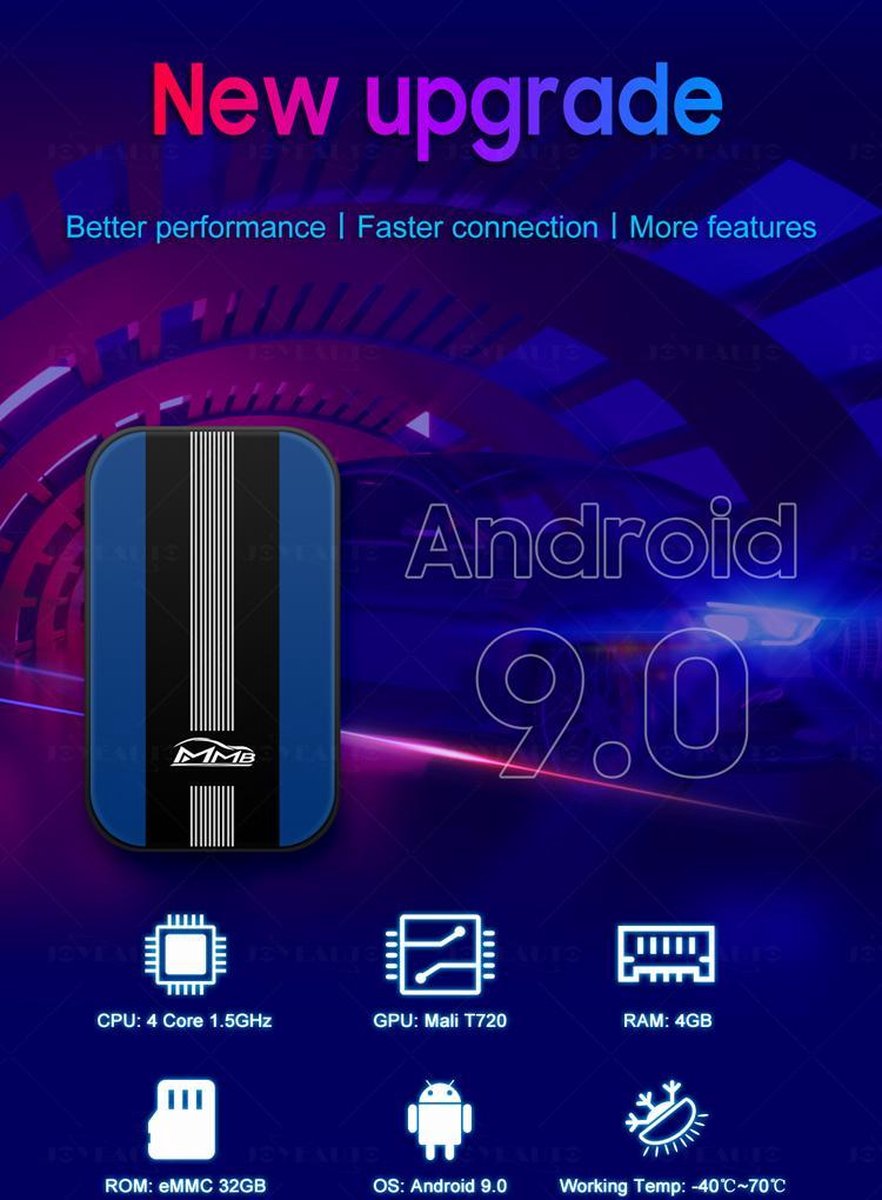Viatel Android 9.0 7.0 4GB+32GB MMB Wireless Apple Carplay AI BOX Multimedia Android Video BOX Youtube Netflix Split Screen