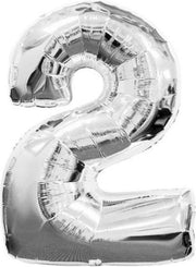 Folie Ballon - Cijfer 2 Zilver Met Rietje |Verjaardag/Birthday | Party | Jubileum |