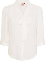 Dancing Days Blouse -L- PERFECT PUSSYBOW Wit