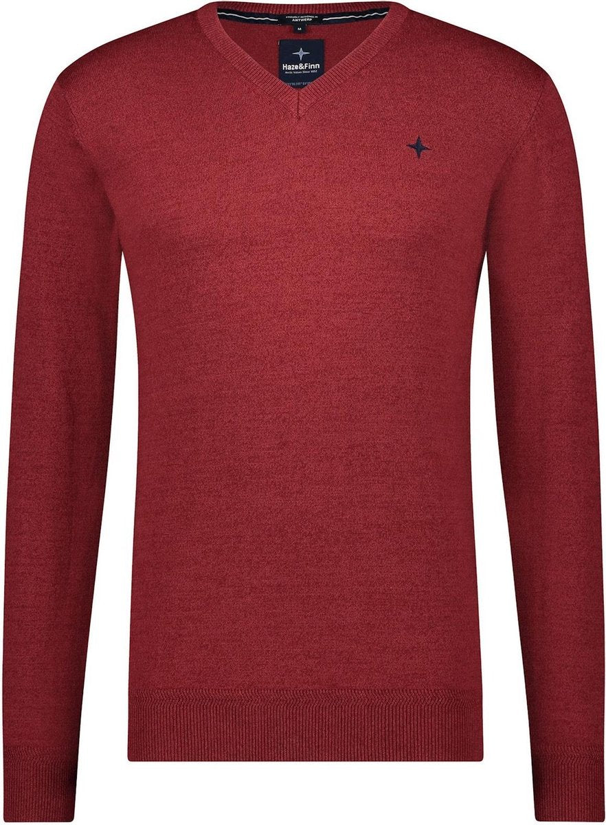Haze&Finn Pullover V-hals Rood (MC15-0220 - Rhubarb)