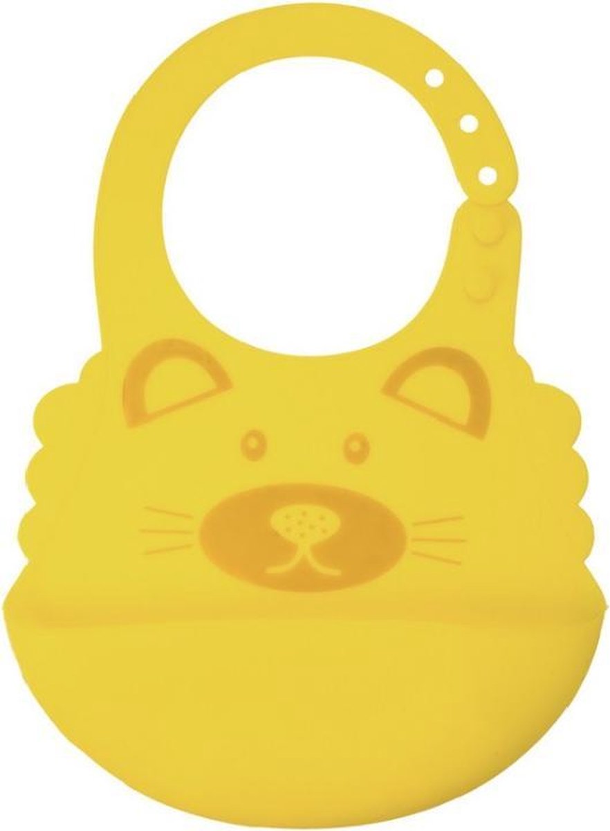 Siliconen slabbetje | Bear Yellow | Slabber | Waterdichte baby slabbetjes | Slabben | Met opvangbakje | Unisex slabbers