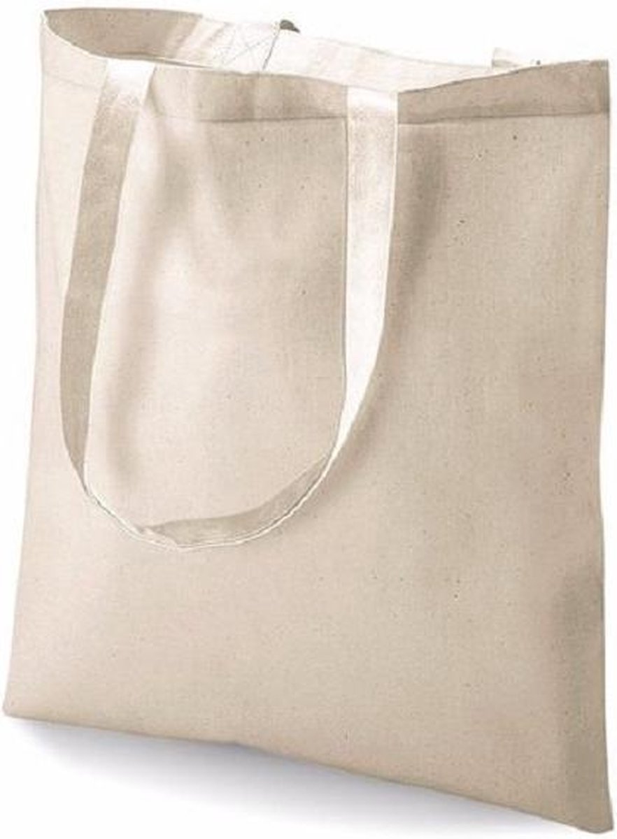 Katoenen tasje naturel 25x21 cm zelfmaak versierpakket met lintjes