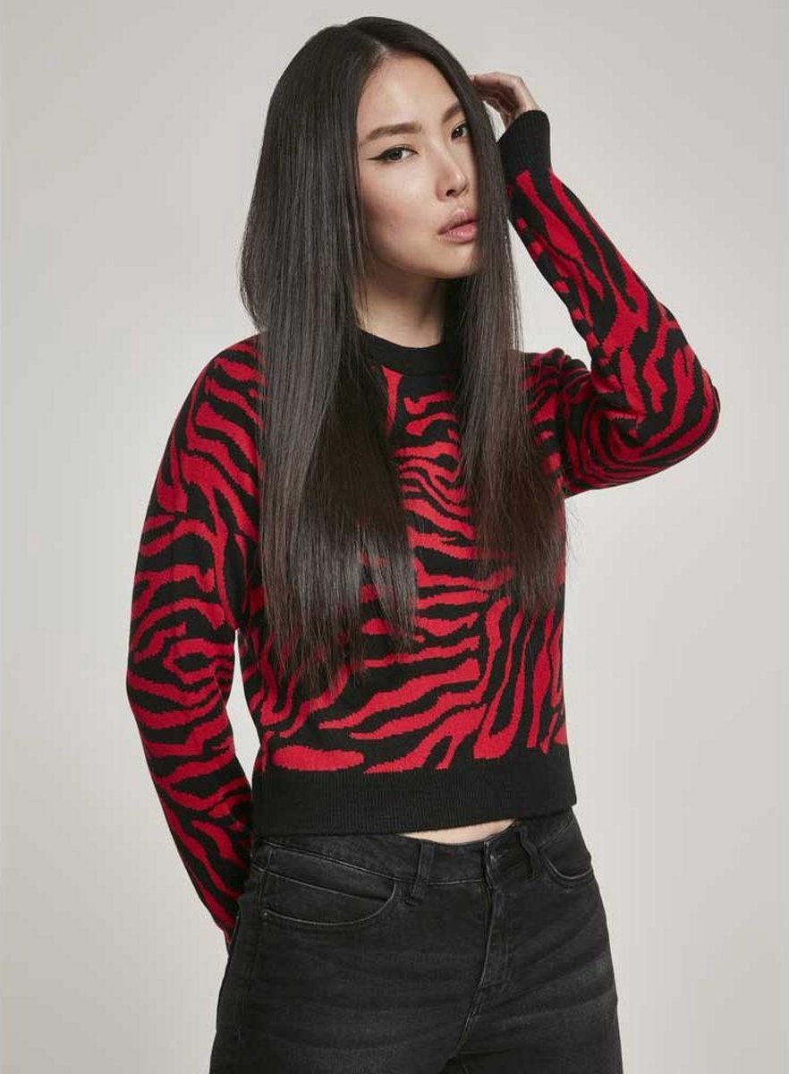 Urban Classics Sweater/trui -S- Short Tiger Zwart/Rood
