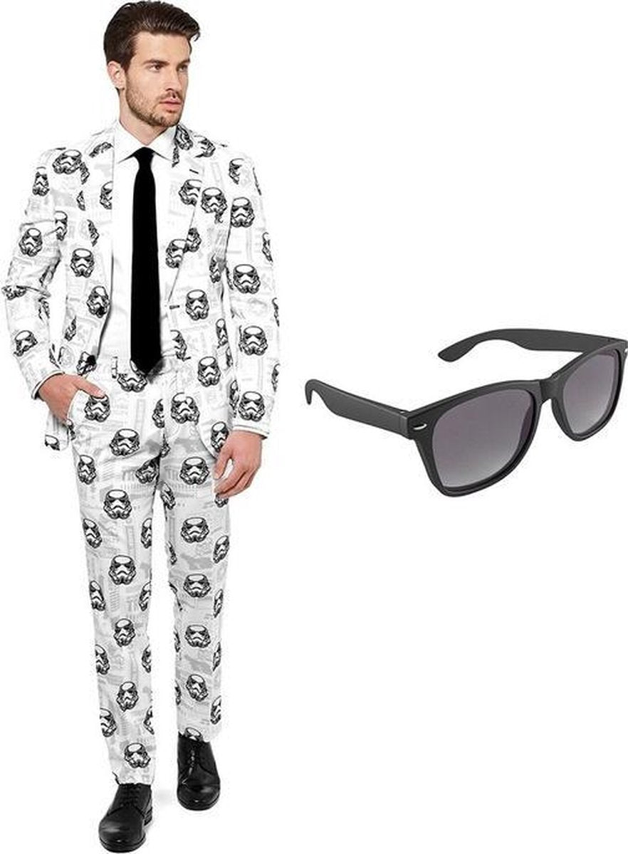 Star Wars Stormtrooper print heren kostuum / pak - maat 50 (L) met gratis zonnebril