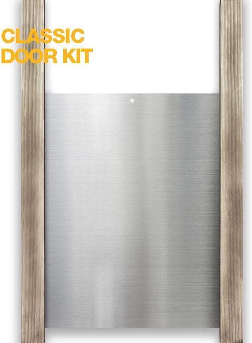 Aluminium kippenluik met eiken rails - 30 x 40 cm