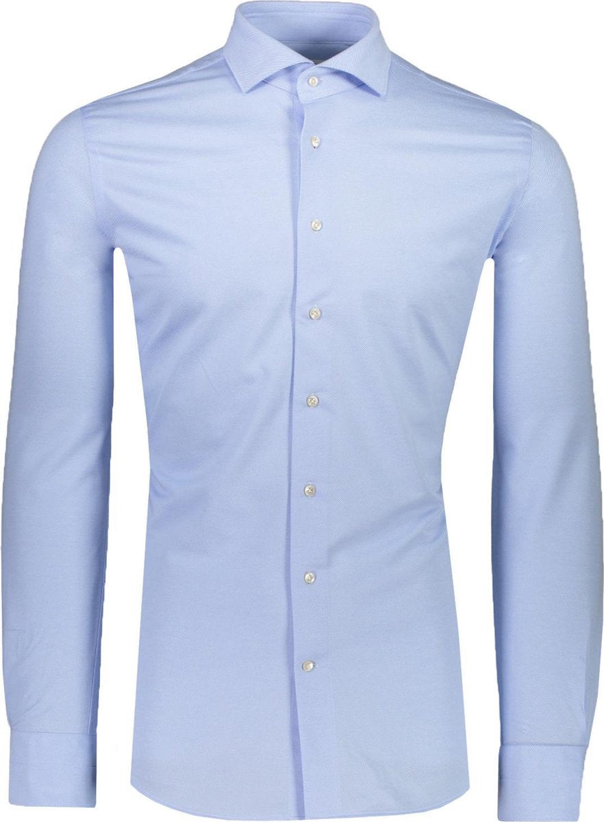 Profuomo   Overhemd Blauw Getailleerd - Maat UK15.5-EU40 - Heren - Never out of stock Collectie - Katoen;Polyester