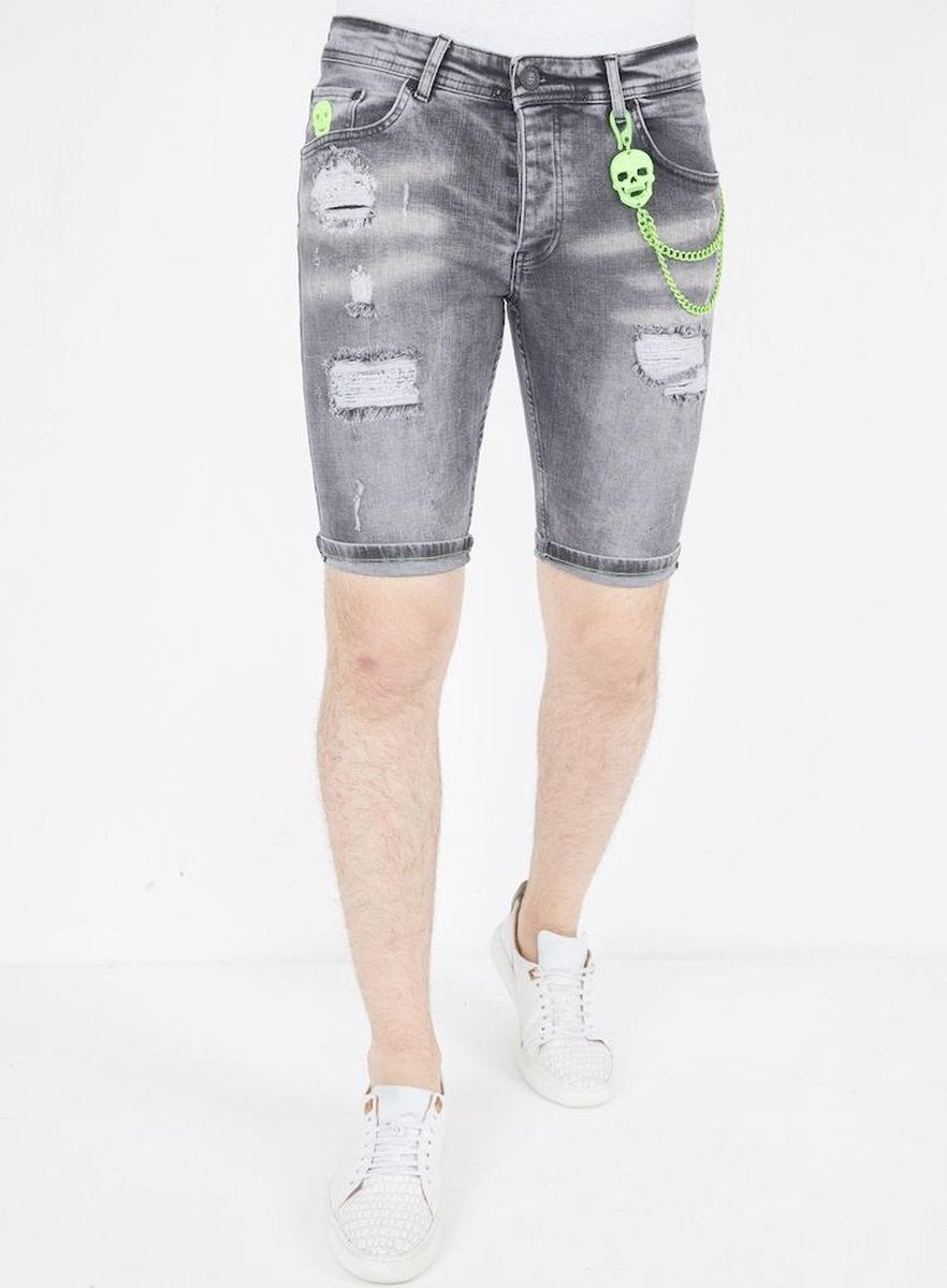 Local Fanatic Gescheurde Korte Broek Heren - 1047 - Grijs - Maten: 33