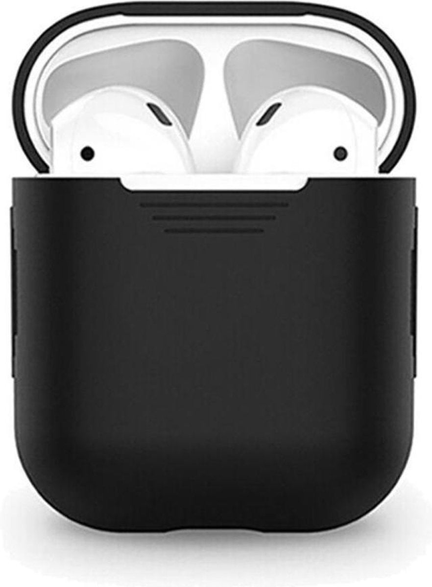 AirPods Hoesje - Siliconen Bescherm Case Hoesje - Zwart - Smartphonica