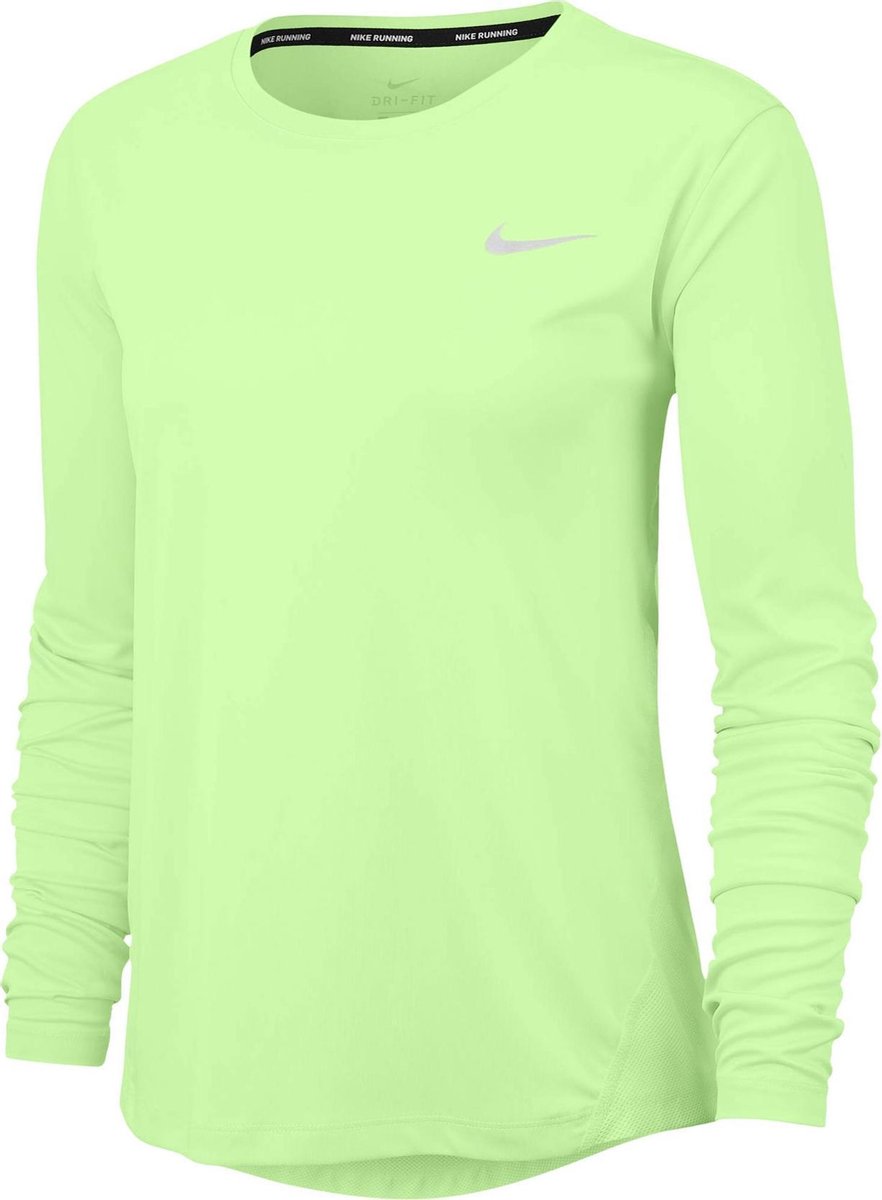 Nike Miler Sportshirt - Maat L  - Vrouwen - neongeel