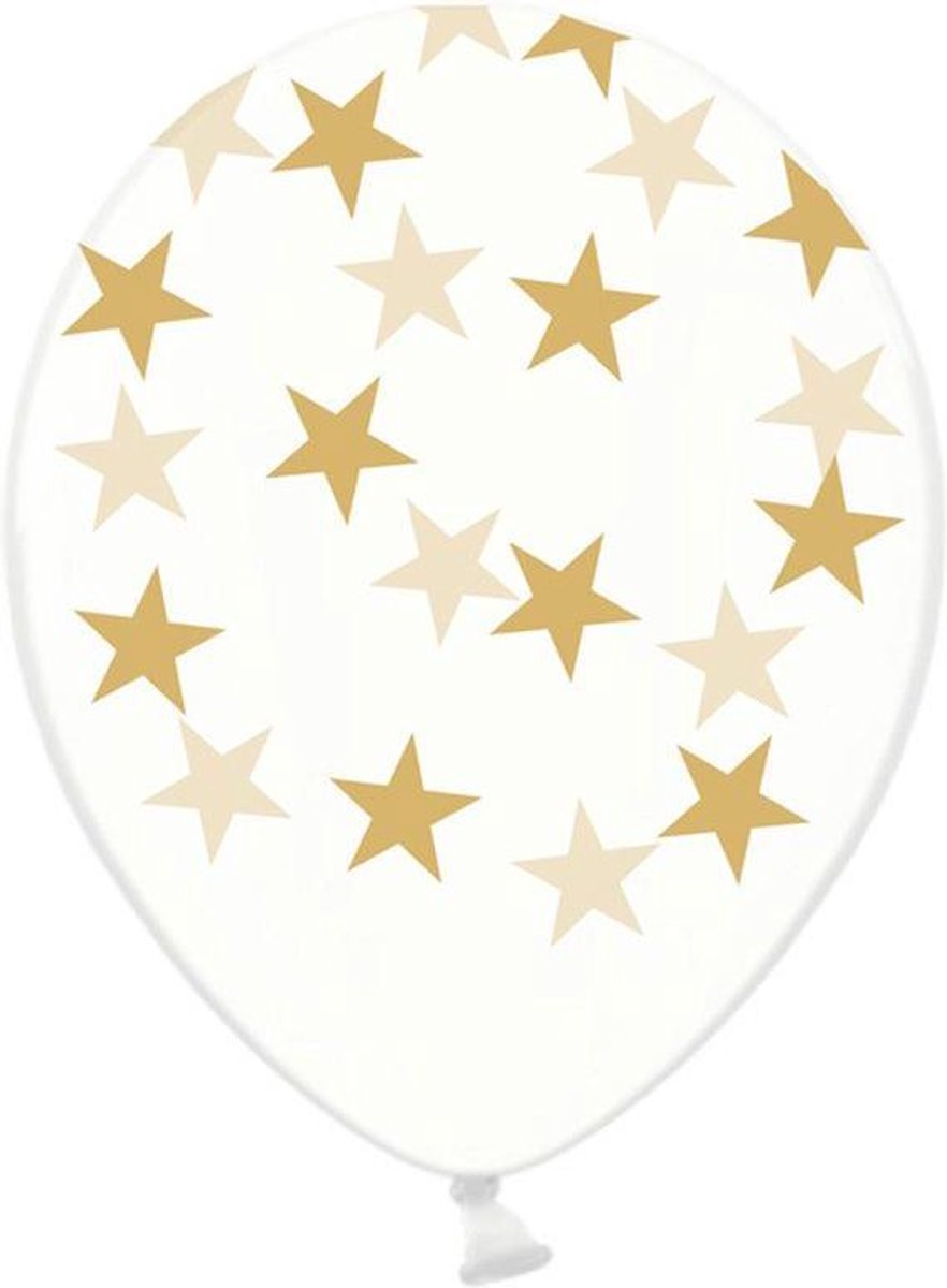 Ballonnen gouden ster per 6 stuks