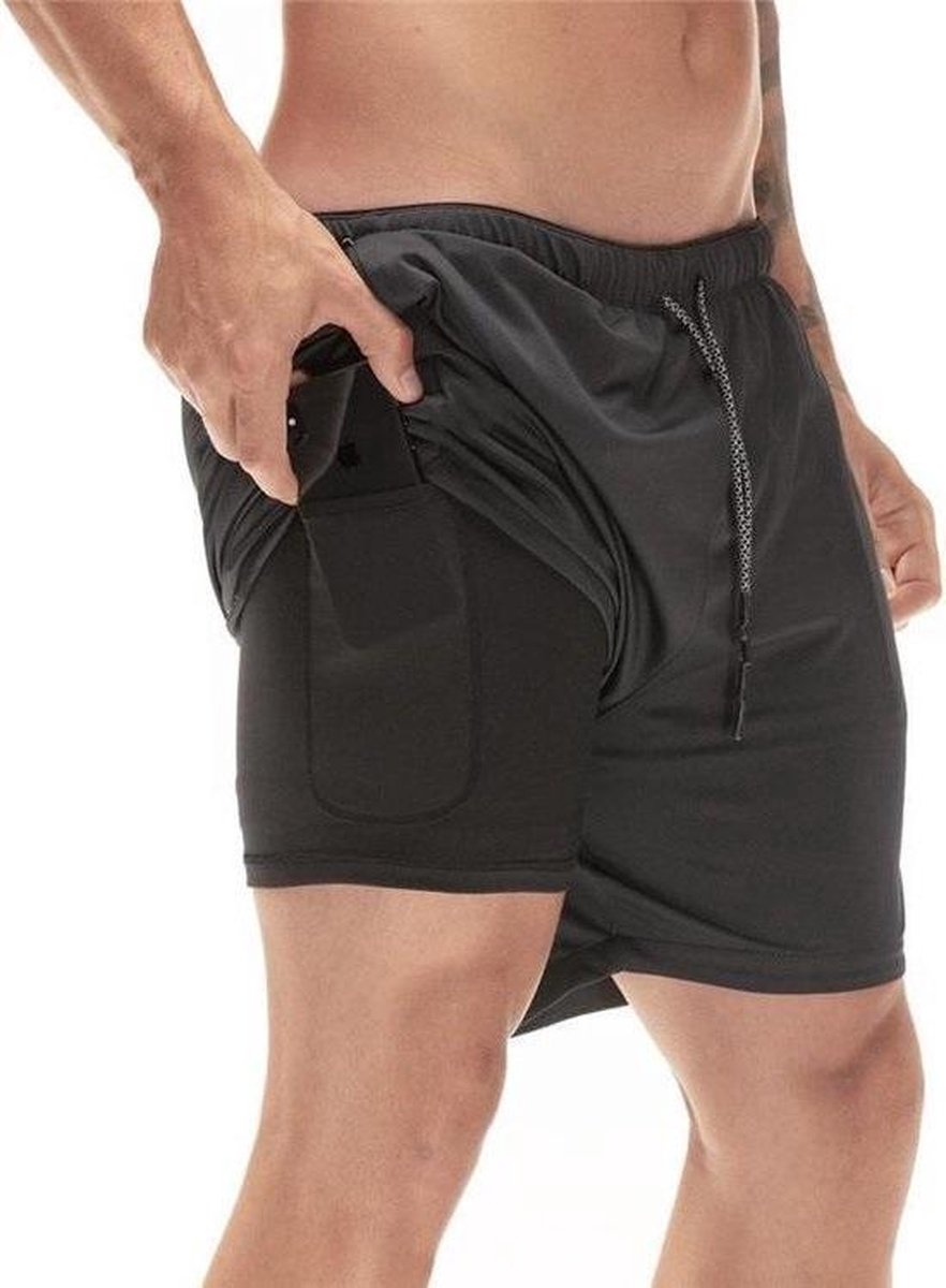 Sport Short - Compressie Short - Thermo Fitness Broek - Korte Broek voor Hardlopen & Fitness - Zwart - Maat XL