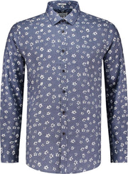Dstrezzed Overhemd Linnen Small Flower Royal Blauw (303145 - 660)