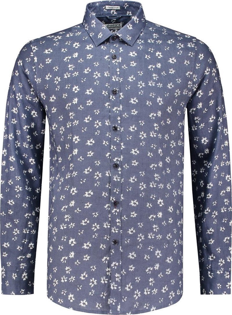Dstrezzed Overhemd Linnen Small Flower Royal Blauw (303145 - 660)