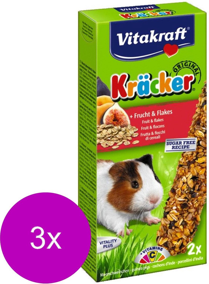 Vitakraft Cavia Kracker - Knaagdiersnack - 3 x Fruit