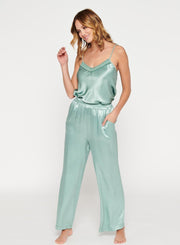 Satijnen pyjamabroek met elastiek - Licht Groen