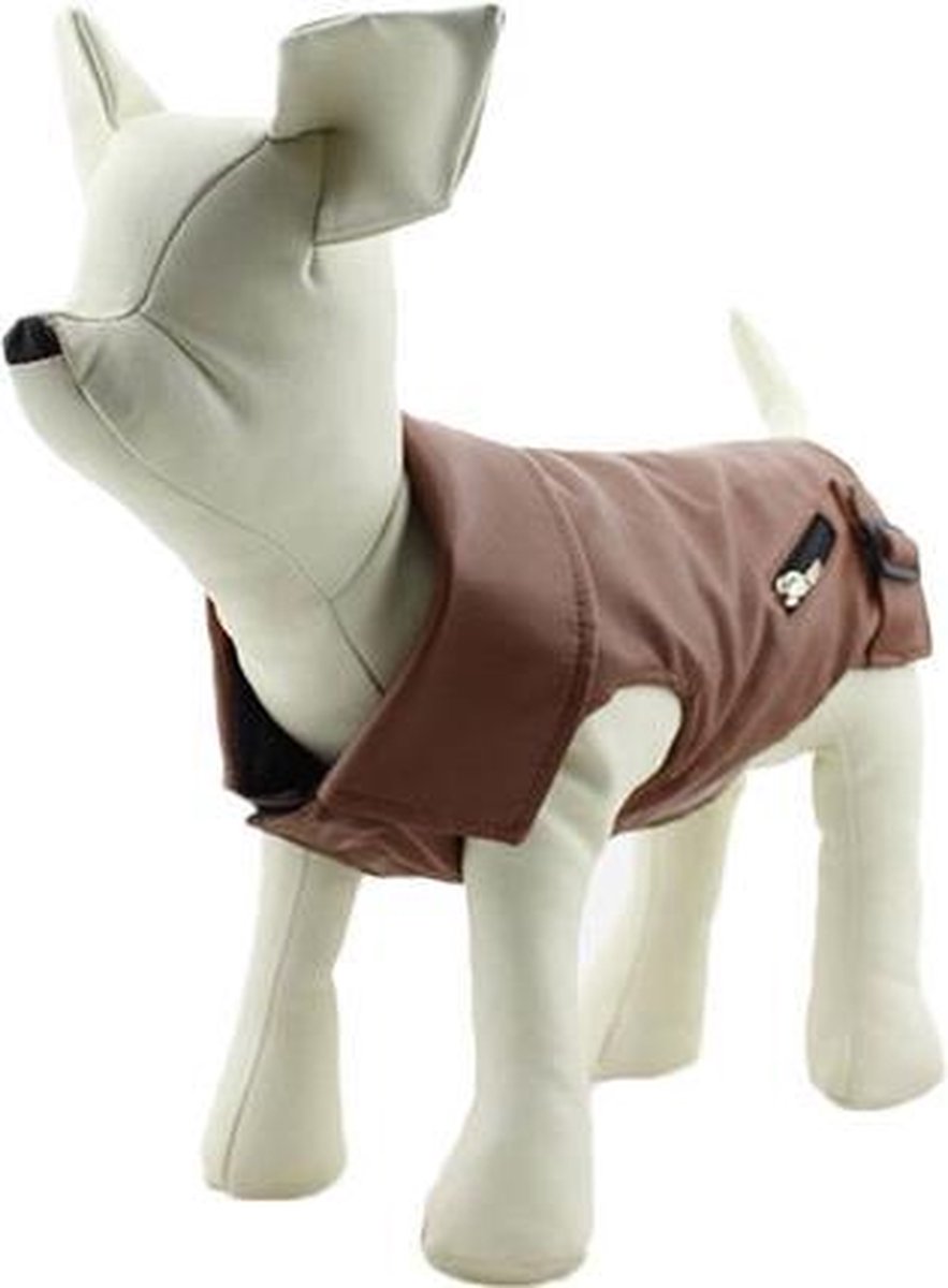 Bruine kunstleer jasje voor de hond - L-M ( rug lengte 56 cm