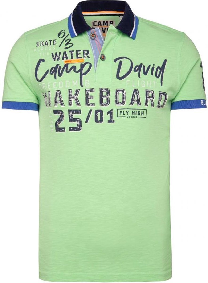 Camp David ® polo van slivergaren met labelapplicaties