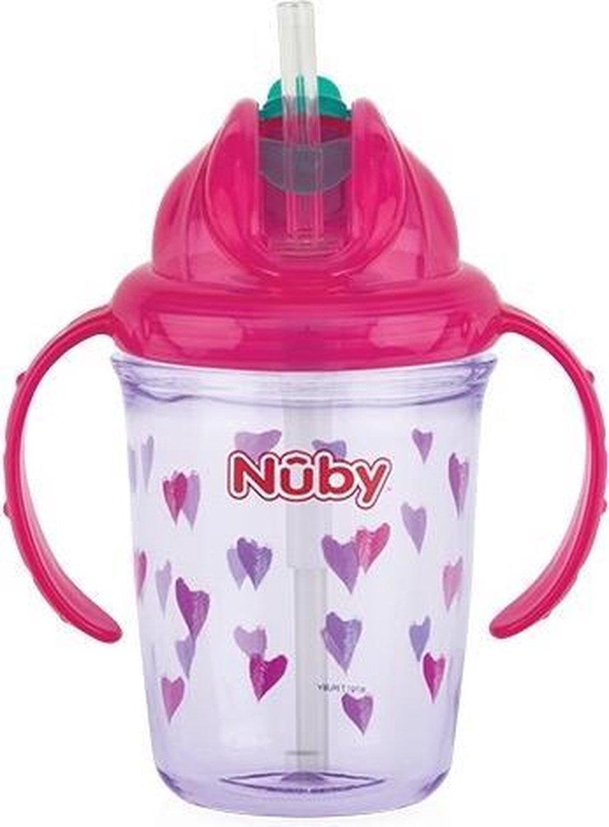 Nuby Flip-it Antilekbeker Tritan 240ml Roze 12m+