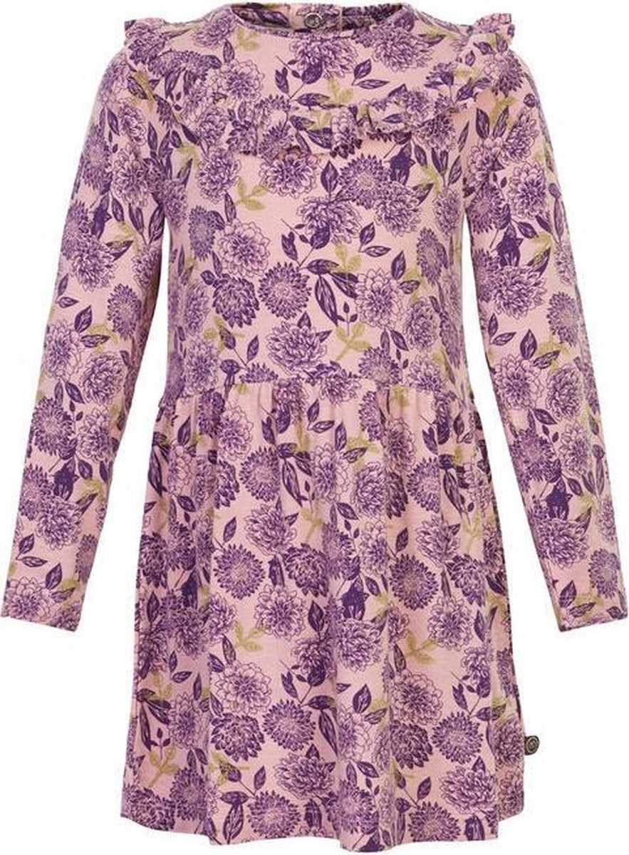Minymo - jurk - gebloemd grape - paars - Maat 86