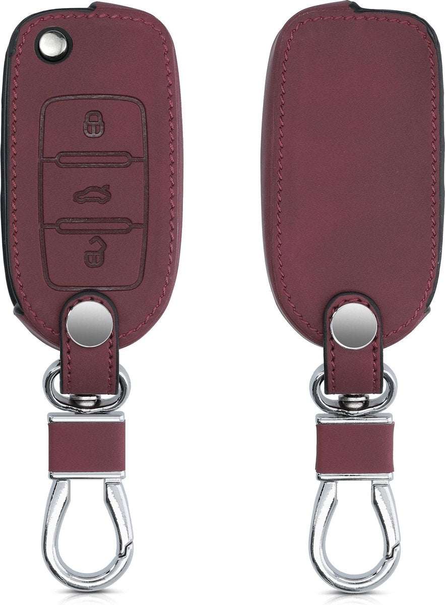 kwmobile autosleutelbehuizing voor VW Skoda Seat 3-knops autosleutel - Sleutelbehuizing autosleutel - Sleutelhoes in donkerrood