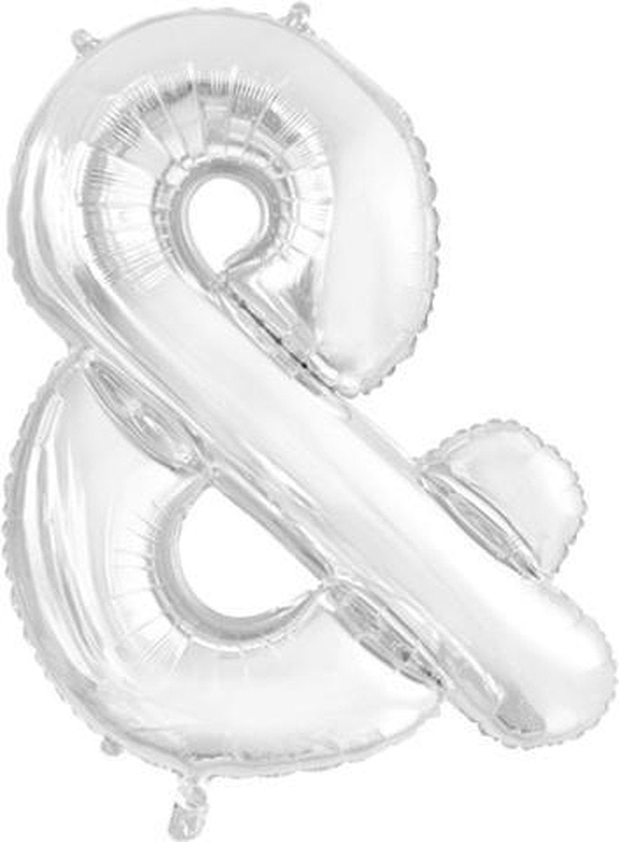 Folie ballon zilver 86 cm het & teken
