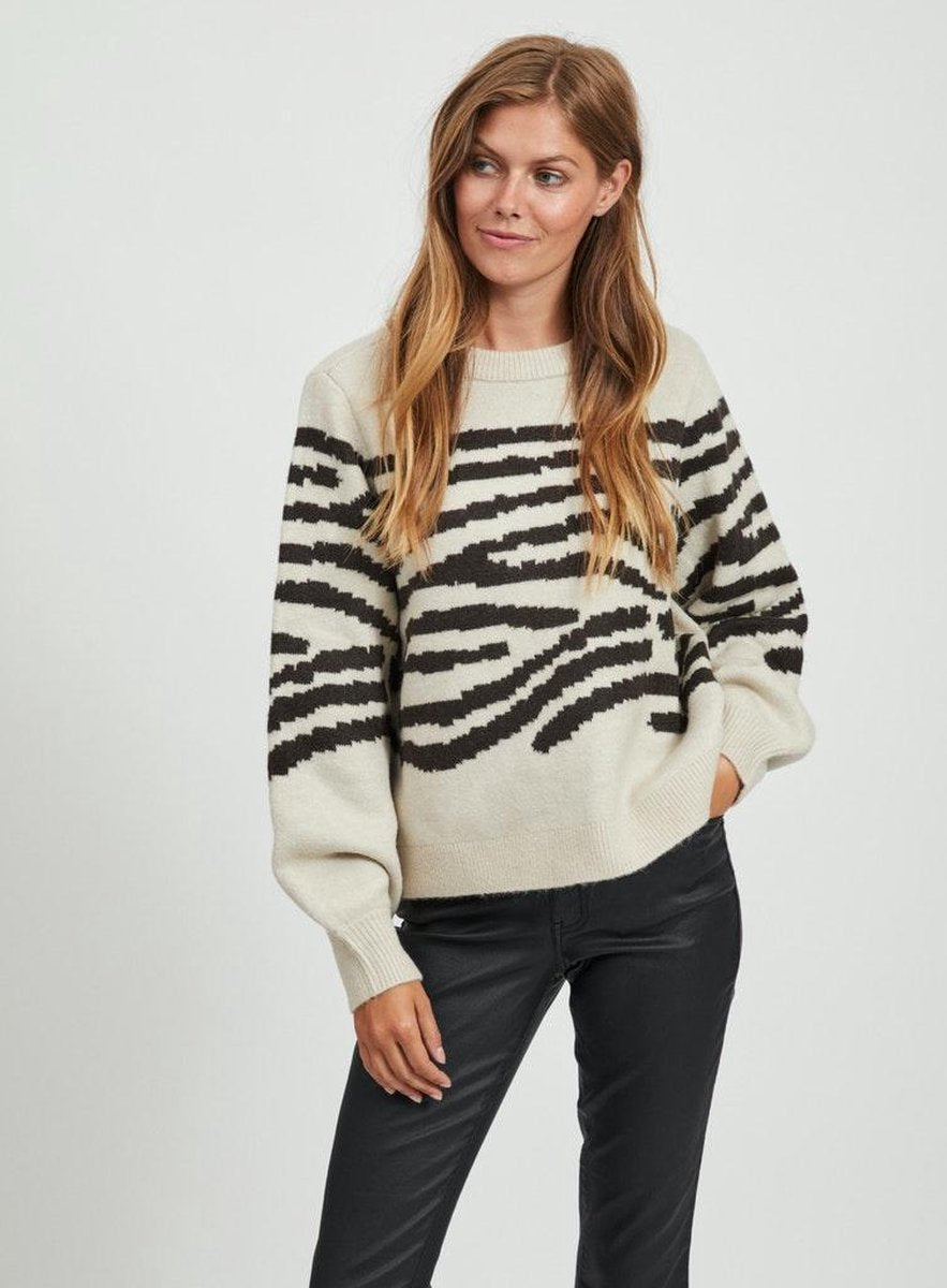 Objdarma L/s Knit Pullover 110 23033590 Sandshell/w. Chicory