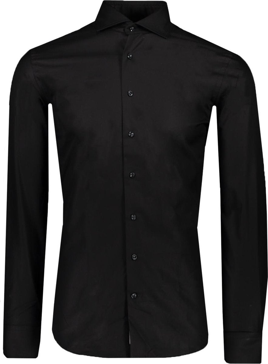 Profuomo   Overhemd Zwart Getailleerd - Maat UK15-EU38 - Heren - Never out of stock Collectie - Katoen