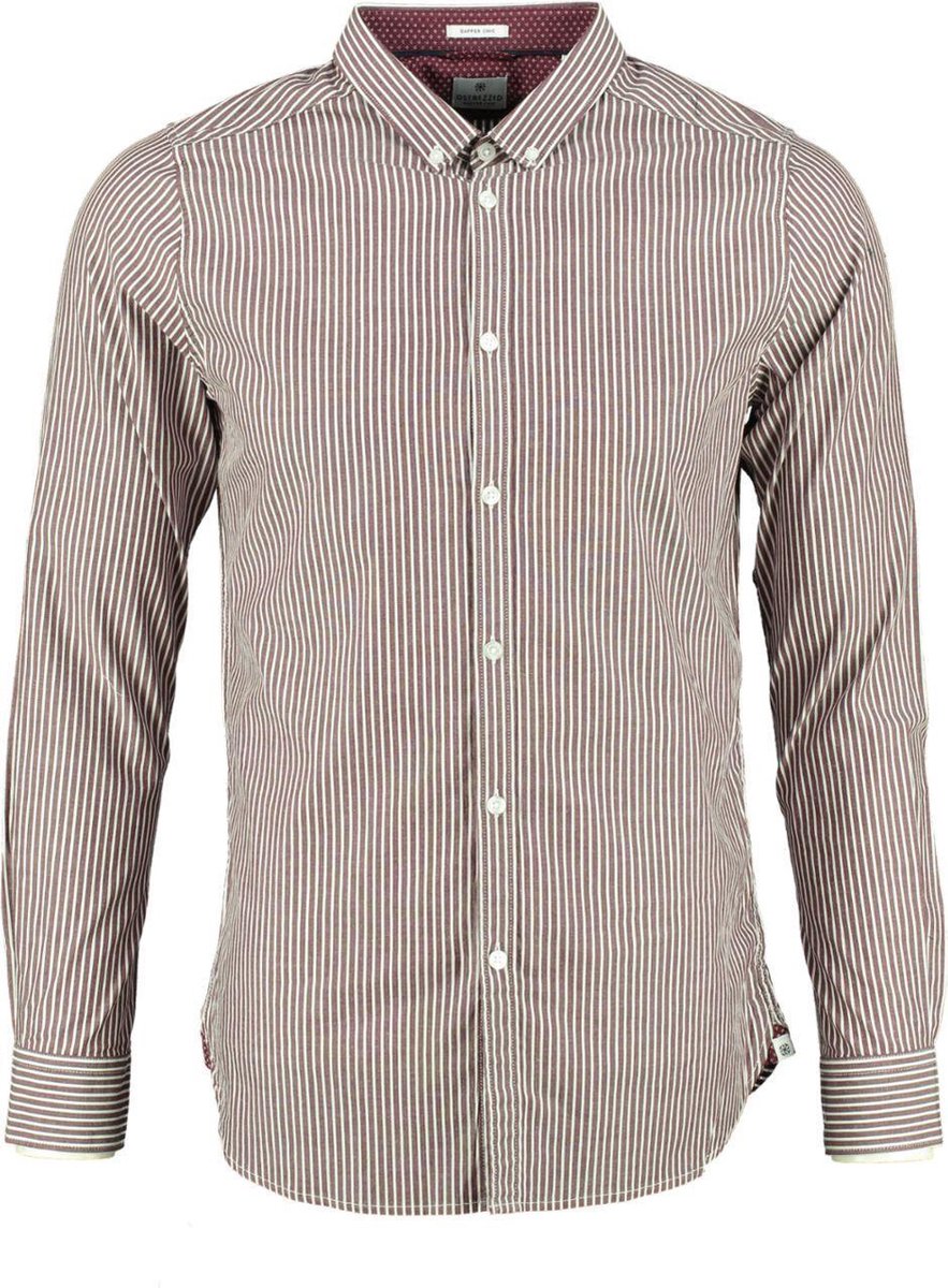 Dstrezzed port red gestreept stretch overhemd - Maat L