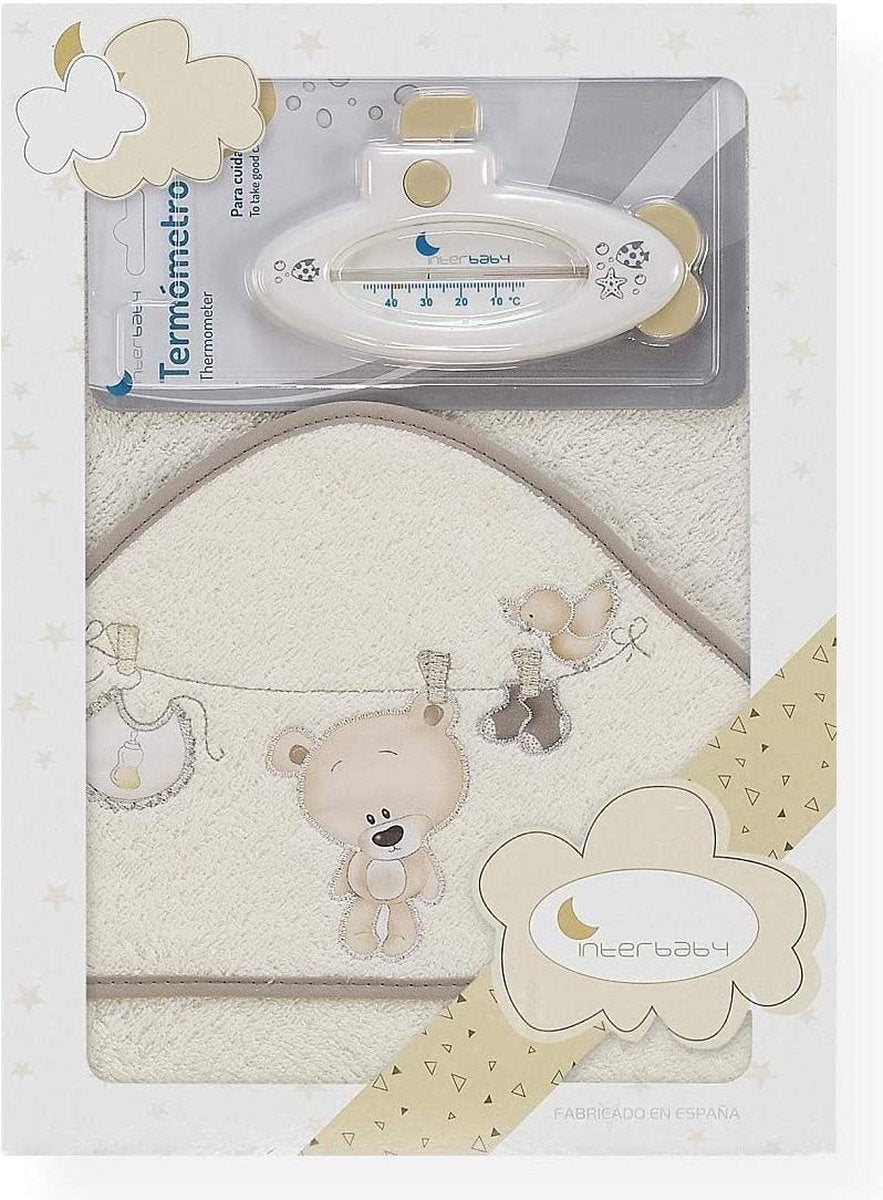 Interbaby Badaccessoires Love 100 Cm Katoen Beige 2-delig