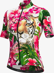 Ale Dames Fietsshirt Korte Mouwen PRR Tiger Roze-Groen - Roze-Groen - M - Valt klein
