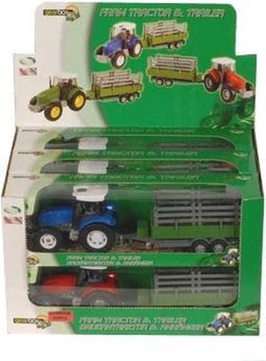 Gearbox Tractor met aanhanger groen Blauw Rood