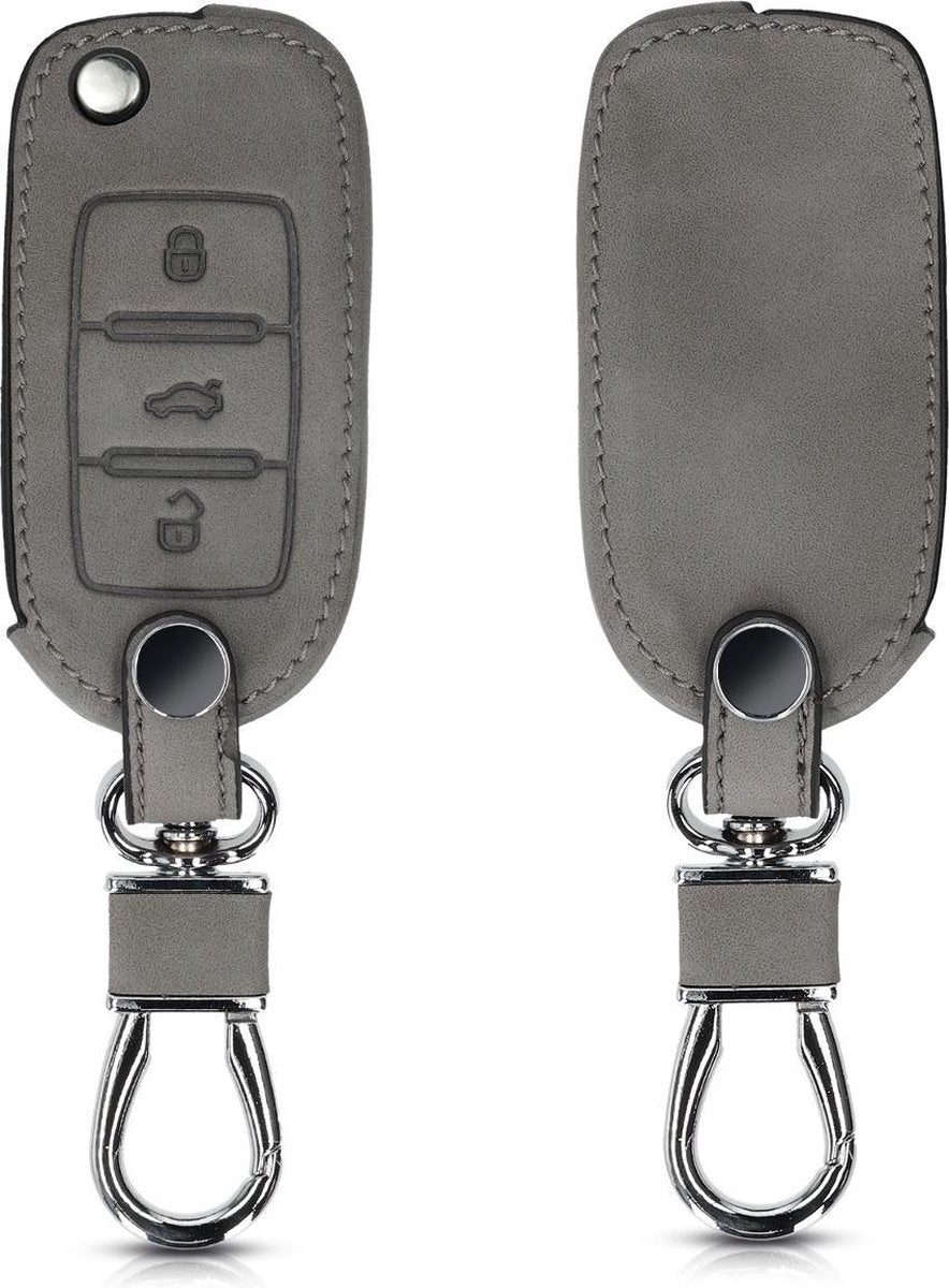 kwmobile autosleutelbehuizing voor VW Skoda Seat 3-knops autosleutel - Sleutelbehuizing autosleutel - Sleutelhoes in grijs