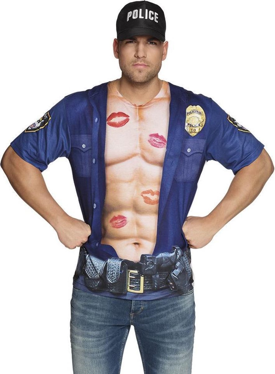 St. Fotorealistisch shirt Politieagent (M)