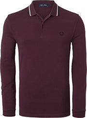 Fred Perry polo lange mouwen - donkerrood -  Maat: 3XL