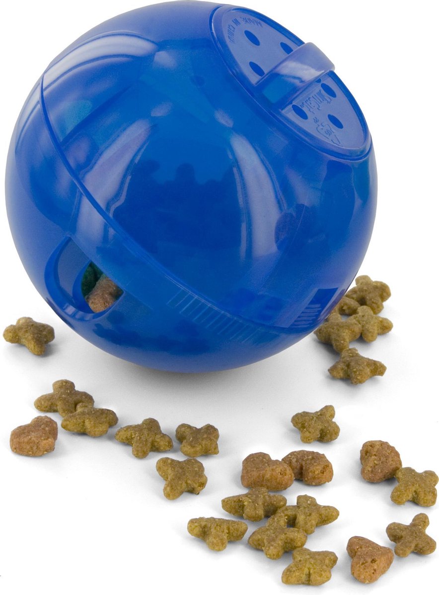 Petsafe SlimCat Voerbal voor katten - blauw - 8 cm - snackbal - snack - bal - kattenspeelgoed - speelgoed - doseerbaar - wasbaar
