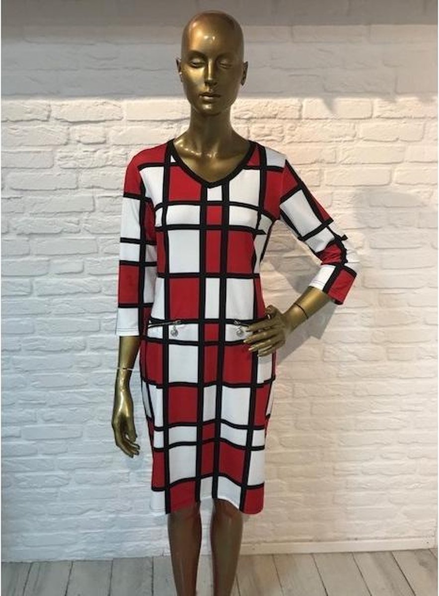 Jurkje Rood met Witte Vlakken Maat S - Angelle Milan