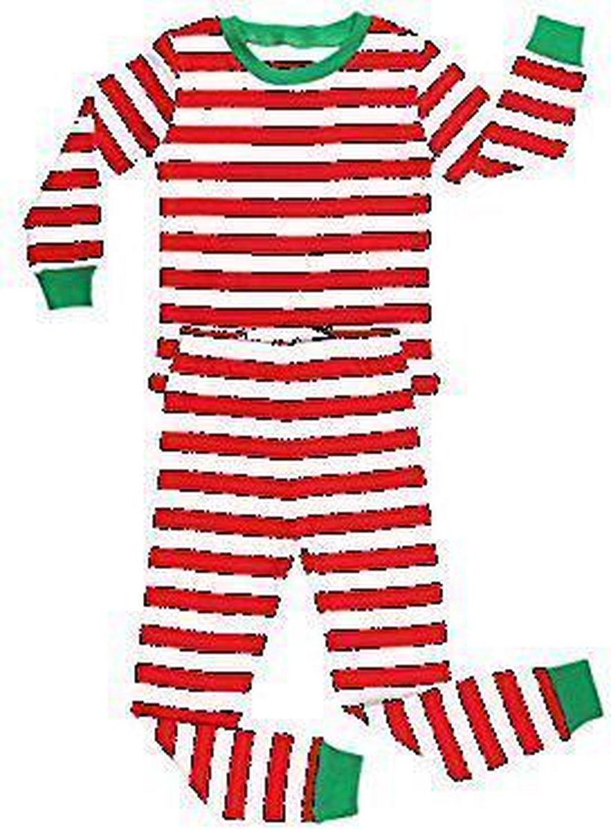 Unisex Jongens Meisjes Kerstmis Gestreepd Pijama Sets Rood En Wit (Maat 92/2 Jaar)