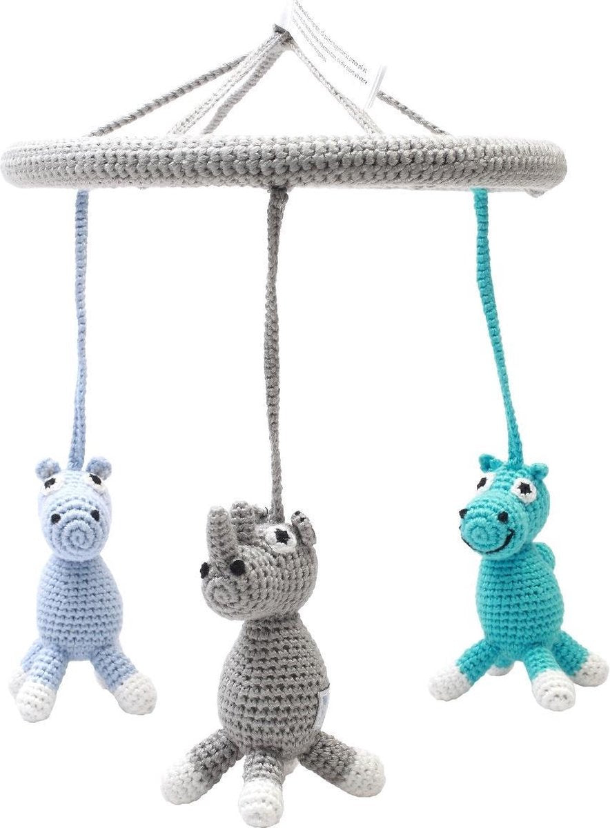 Naturezoo Mobiel Dieren Gehaakt Junior 24 Cm Blauw/grijs
