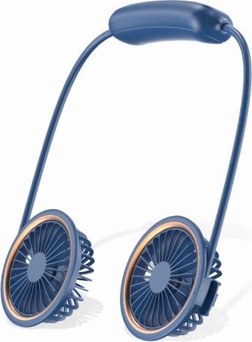 WS36 4.5W 1800mAh Hoek verstelbaar Drie-snelheden Stille hangende nekventilator Multifunctionele handheld en desktop Kleine ventilator (blauw)