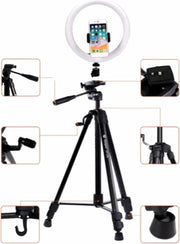 Selfie LED Ring Lamp Met Professioneel Universeel Statief + Bluetooth en microfoon – LED Ring Light Compleet Set met Doos HiCHiCO