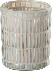 J-Line Kaarshouder Mozaiek Rond Glas/Cement Parelmoer/Grijs Large