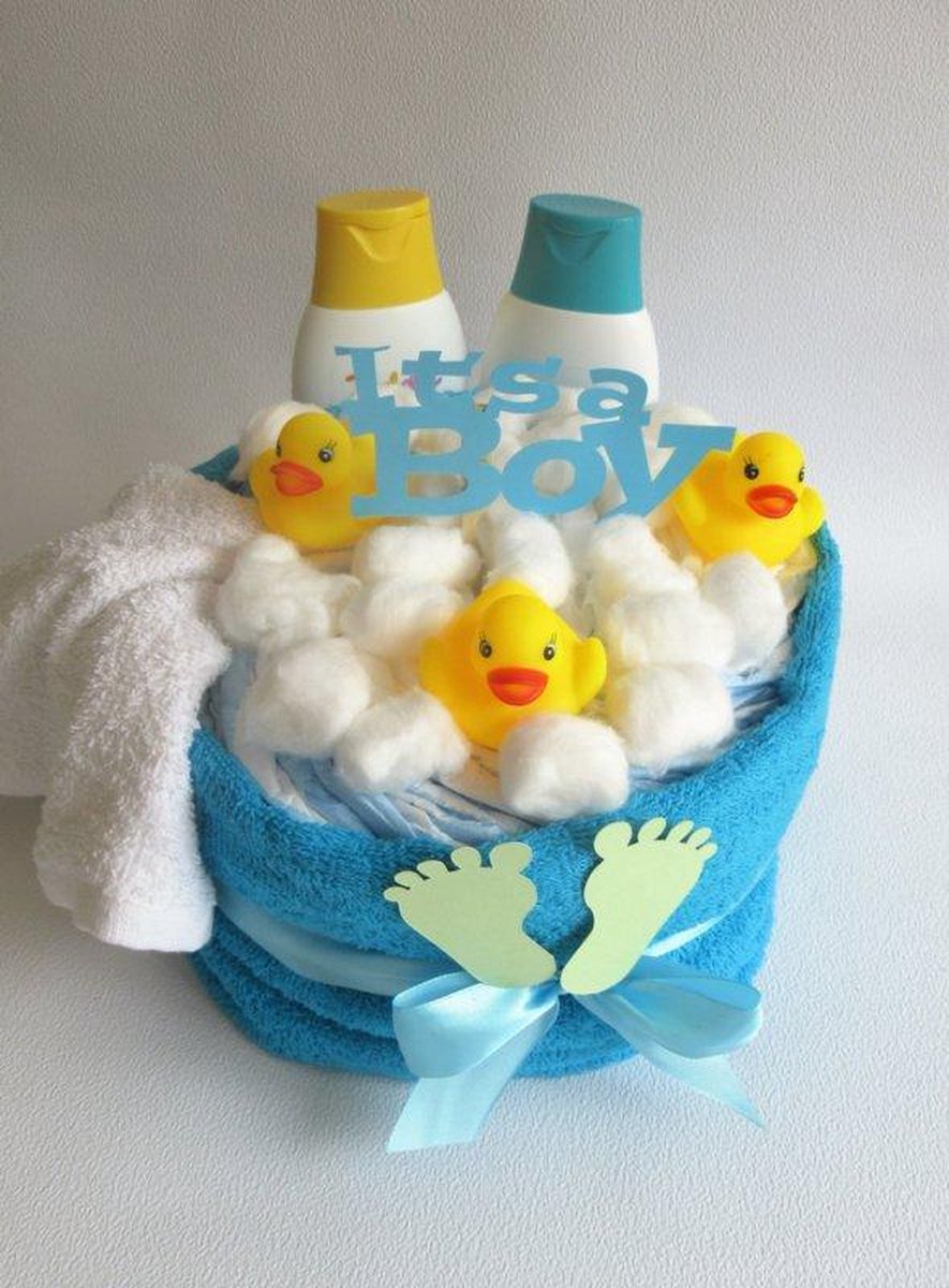 Kraamcadeau  luierbadje met eendjes Blauw