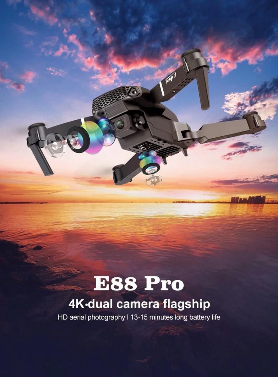 Professionele Drone met Camera - 4K Full HD Dual Camera - Mini Drone - Foto - Video - 50X zoom - EXTRA ACCU