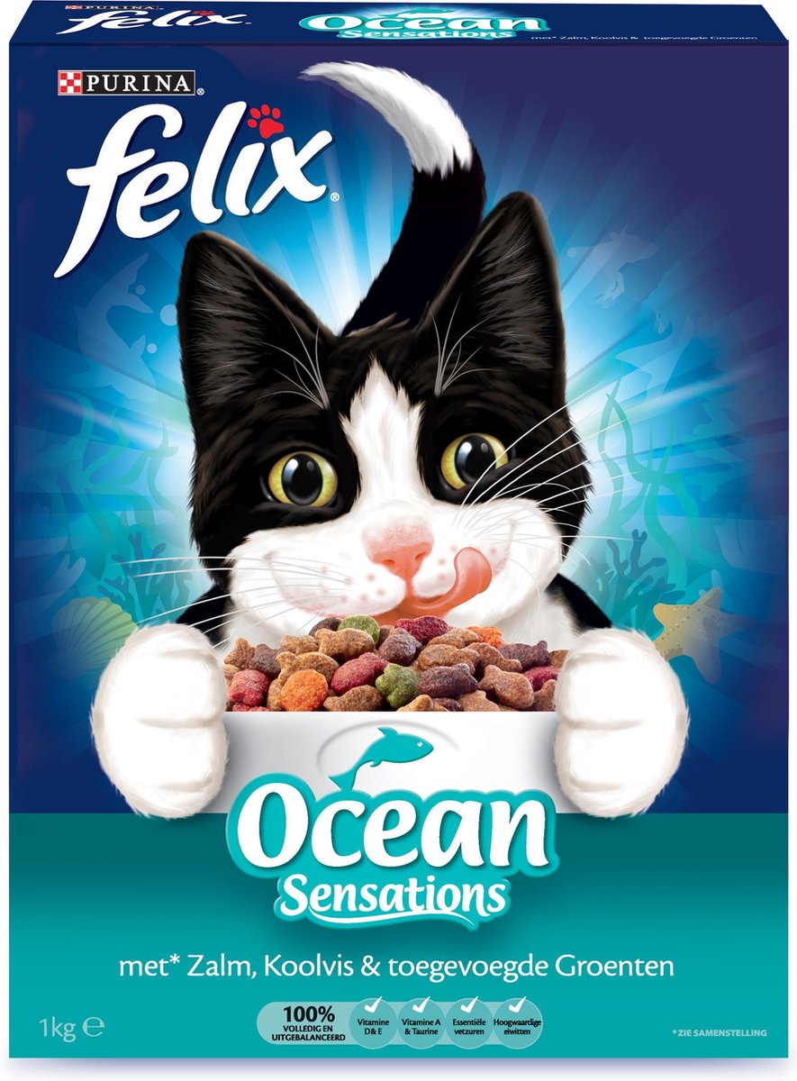 FELIX Ocean Sensations – Zalm/Forel/Koolvis/Groenten - Kattenvoer - 4 x 1 kg