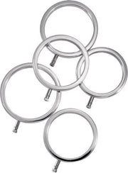 ElectraStim Solid Metalen Cockring Set 5 maten Electrosex - Zilver